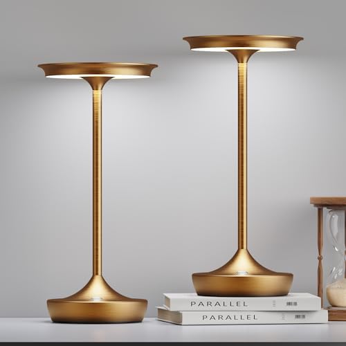 Rechargeable Outdoor LED Cordless Table Lamp 6000mAh - 2 Pack Bronze - Waterproof, Dimmable, Portable