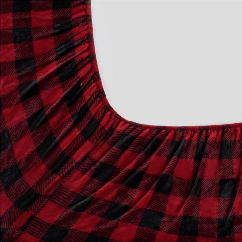 BEDELITE Full Size Plaid Flannel Sheet Set Red & Black 4 Pieces