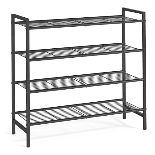 SONGMICS 4-Tier Metal Shoe Rack - Black Vertical Organizer, Holds 20 Pairs