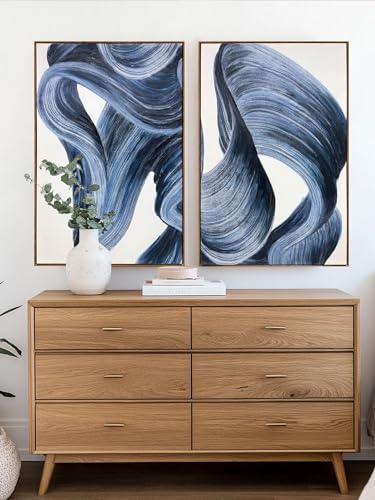 Cobalt Blue Modern Abstract Wall Art 24x36 Inches 2 Panels - Zessonic