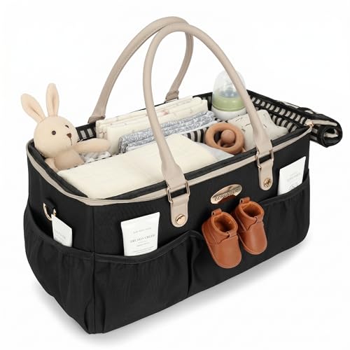 DOKUS & CO Large Collapsible Diaper Caddy Organizer for Baby Essentials & Travel