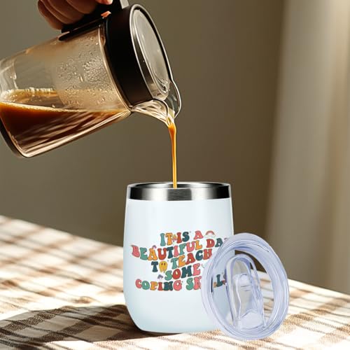 EEooooX CopingSkills 662 Inspirational Wine Tumbler - 12 oz Insulated Stainless Steel with Lid & Straw