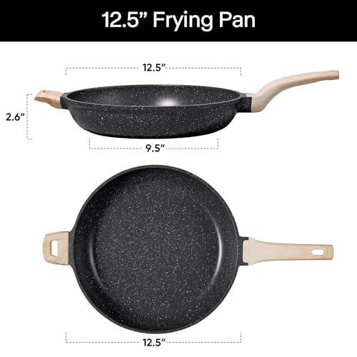 Carote 12.5 Inch Nonstick Frying Pan with Black Granite Coating - Eco-Friendly Skillet