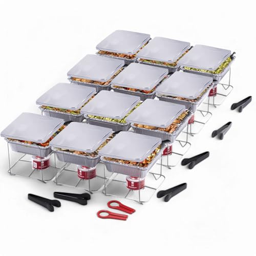 Complete Disposable Chafing Dish Buffet Set with Fuel Cans - 12 Pack