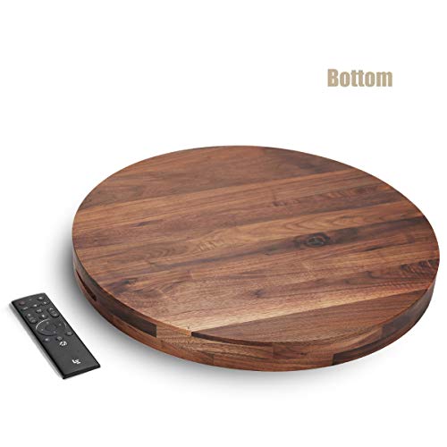 20-Inch Black Walnut Wooden Ottoman Tray with Handles - Extra Large Round Coffee Table Accessory