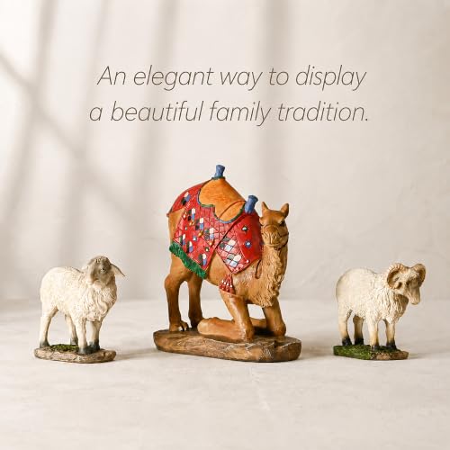 3 Kings Gifts Kneeling Camel & Awassi Sheep Nativity Set - 10 Inch Realistic Figures