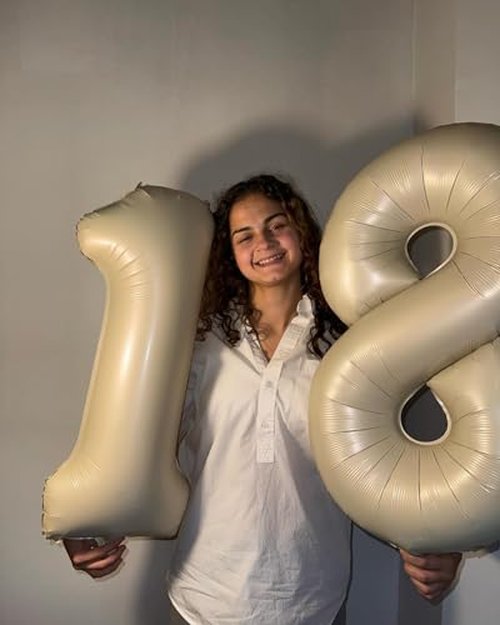 Cream Number 16 Balloon 40 inch, 16 Number Balloons, 16th Cream Birthday Decorations, 16 Year Old Girls Boys White Party Supplies