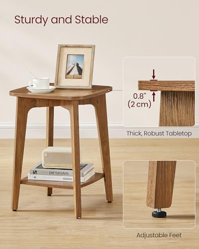 VASAGLE Side Table, 2-Tier Small Square End Nightstand
