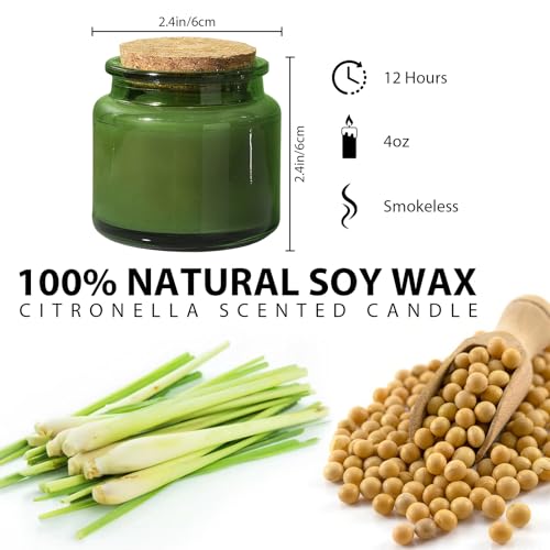 Veiuwa 12-Pack Green Citronella Candles 4oz Outdoor Reusable Tins, Long Burn for Patio Garden Camping