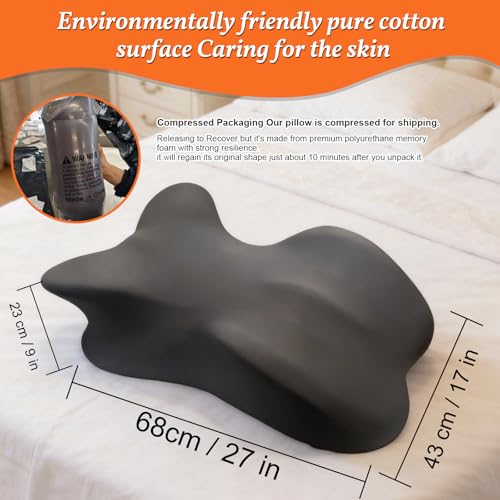 Lock Love Large Memory Foam Ergonomic Wedge Pillow for Couples, 27x17x9 inches
