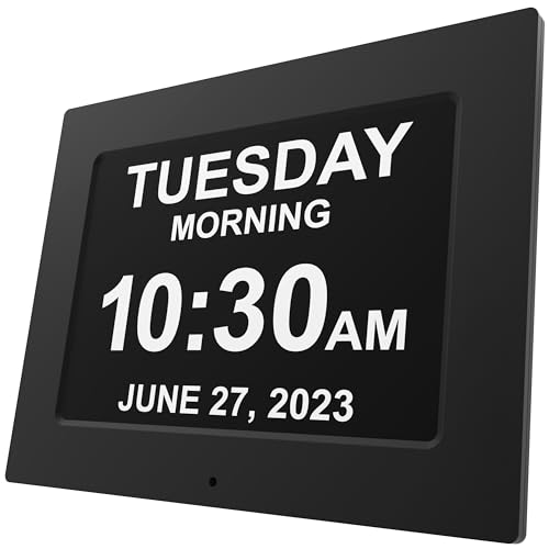 Extra Large Digital Alarm Clock for Seniors - Black, 12 Inches - Easy Read, Large Display, Auto-Dimming