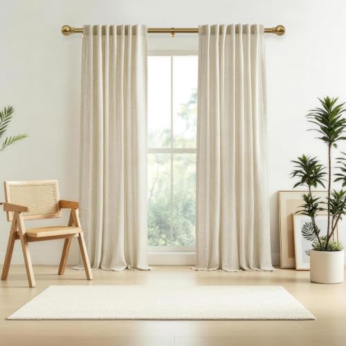 Parutta Brushed Brass Curtain Rod 32-152 Inch Heavy Duty Adjustable Drape Rod with Finials