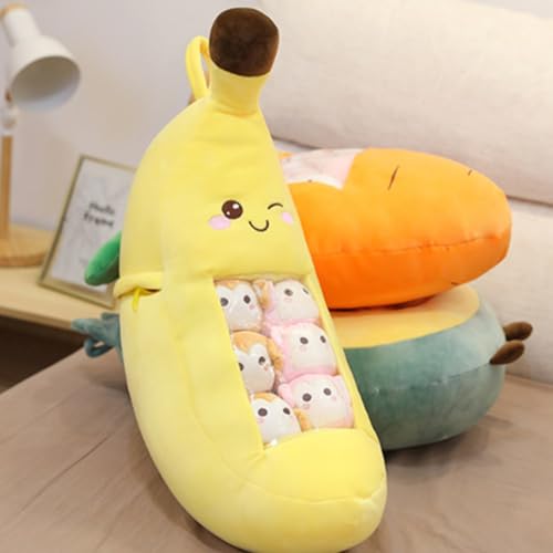 Banana Throw Pillow Fruit Stuffed Toys Banana Plush Pillow Removable Fluffy Creative Gifts for Kids,Kawaii Banana Plush toy Halloween Christmas Decorative Doll Toy Gift