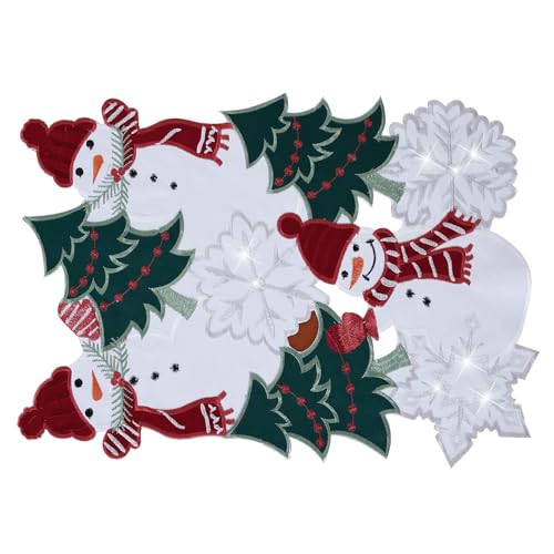 YINFUNG Christmas Snowman Table Runner 13x36 Inches Embroidered Holiday Decor