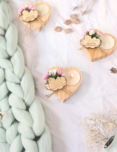 Pink Wooden Candle Holders Set of 50 Baby Shower Favors for Guests - Baptism & Return Gifts