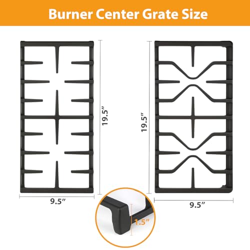 FlameDuty GE Stove Grate Set WB31X27151 & WB31X27150 Replacement Cast Iron Cooktop Grates