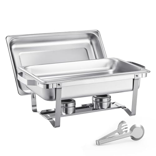 VEVOR 8 Qt Stainless Steel Chafing Dish Buffet Set 2 Pack with Pans & Lid