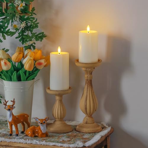 Outdoor Flameless Waterproof Candles Set with Remote Control - Ivory, 3-7 Inch Height, Cycle Timer
