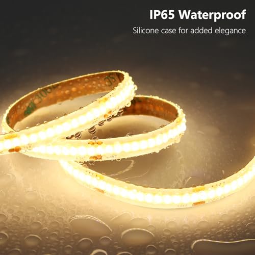 Outdoor Waterproof COB LED Strip Lights 65.6ft with Power Supply - Warm White, IP65