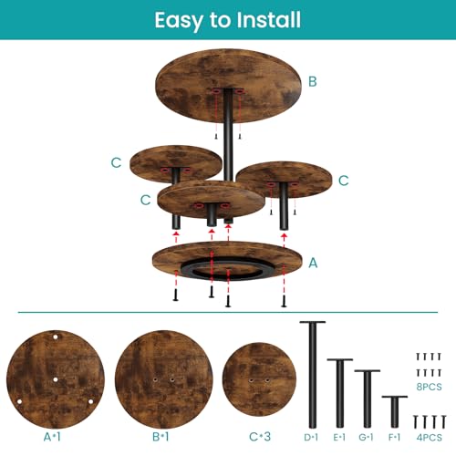 Rustic Brown 4-Tier Round Cupcake Tower Stand for 50 Cupcakes & Desserts