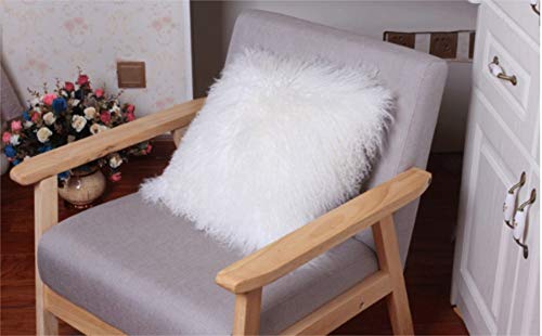 yingda1992 Mongolian Lamb Fur Throw Pillow Cover Soft Fluffy Square Cushion Pillowcase Car Accessories Decorated for Livingroom