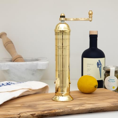 Greek-Style Brass Pepper Mill - 9-Inch Refillable Hand Grinder, Handmade