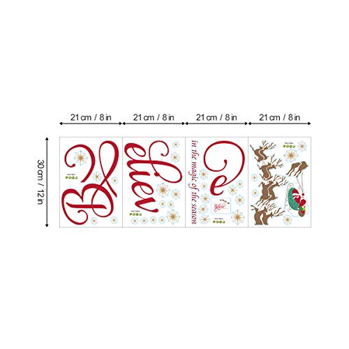 Believe Quote Santa Claus Reindeer Snowflake Window Clings - Christmas Decor
