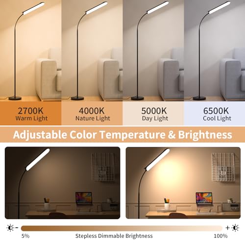 FRIDEKO HOME 2 Pack Black LED Floor Lamps with Dimming & Remote Control