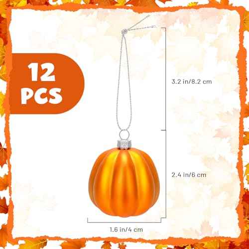 12 Pcs Halloween Pumpkin Ornaments Fall Mini Pumpkins Ball Hanging Tree Ornament for Thanksgiving Harvest Home Party Decorations