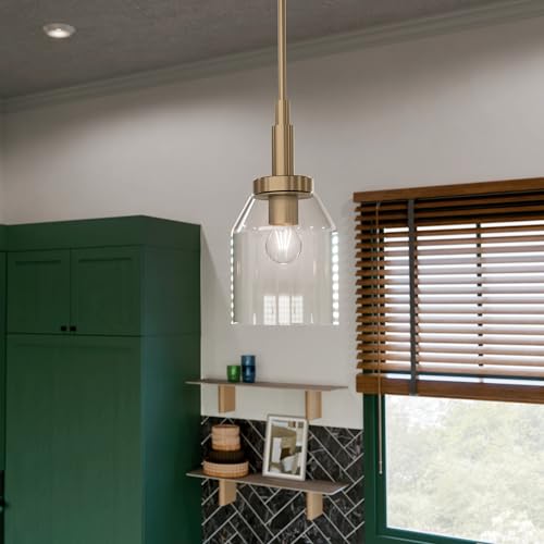 Kichler Madden Mini Pendant Light - Clear Glass & Champagne Bronze - Small Kitchen Island Fixture
