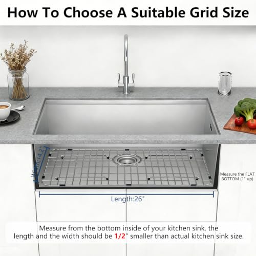 Sink Rack for Bottom of Sink 26x14 Rear Drain Stainless Steel - AWOKE Variation