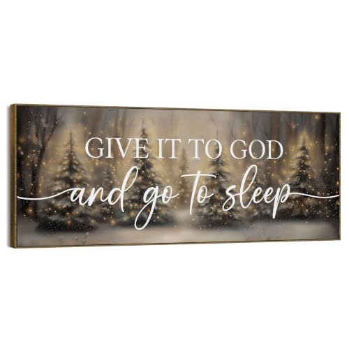 TLESKE Christmas Give It to God and Go to Sleep Sign - 15x40 Large Wall Art (sleep-C)