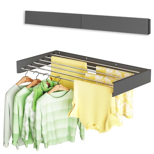 Foldable Wall-Mounted Clothes Drying Rack 40-Inch Black - Space Saver Laundry Dryer