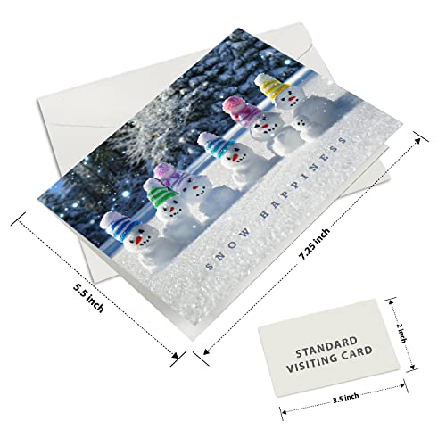 Easykart Labels 72 Christmas Greeting Cards with Envelopes & Seal Stickers - Snow Happiness Design, 7.25 x 5.5 Inch, Boxed Holiday Set for Friends & Family
