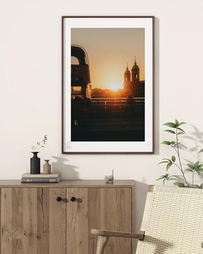 Walnut Picture Frame 24x36 - USA-Sourced Solid Wood Photo Frame with Glass & Mat - Handcrafted
