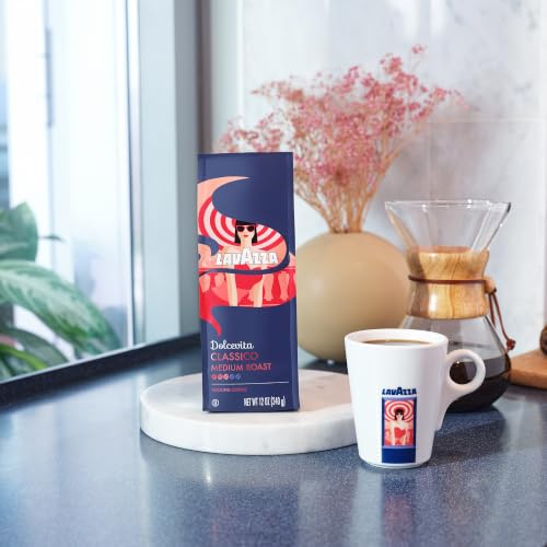 Lavazza Dolcevita Classico Ground Coffee 12oz Pack of 6 - Medium Roast, Rich Flavor