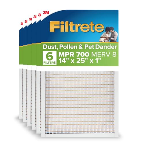 Filtrete 14x25x1 Air Filter MERV 8 MPR 700 Pack of 6 - HVAC System Replacement
