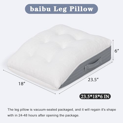 Baibu Memory Foam Leg Elevation Pillow 23.5x18x6 Inch Support Wedge for Circulation & Pain Relief