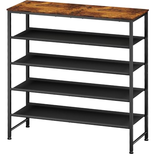 Kitsure 5-Tier Shoe Rack with Wooden Top - Brown, 29.5 x 11.4 x 31.1 inches