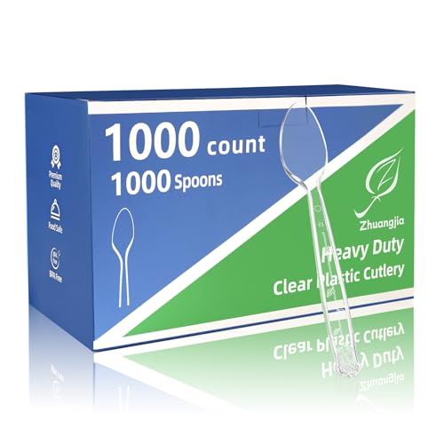 1000 Count Heavy Duty Clear Plastic Spoons Disposable