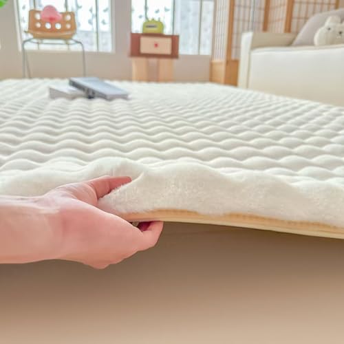 Creamy White Rabbit Plush Rug 6x9 ft Fluffy Faux Fur Area Rug for Nursery Kids Room