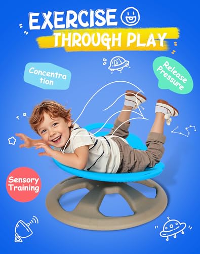 Blue Spinning Chair for Autistic Kids - Sensory Toy with Handle