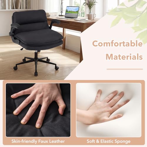 Giantex Criss Cross Chair with Flip-up Arms, Ergonomic Legged Office