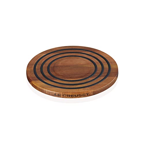 Le Creuset Magnetic Wooden Trivet, Acacia Wood with Black Silicone