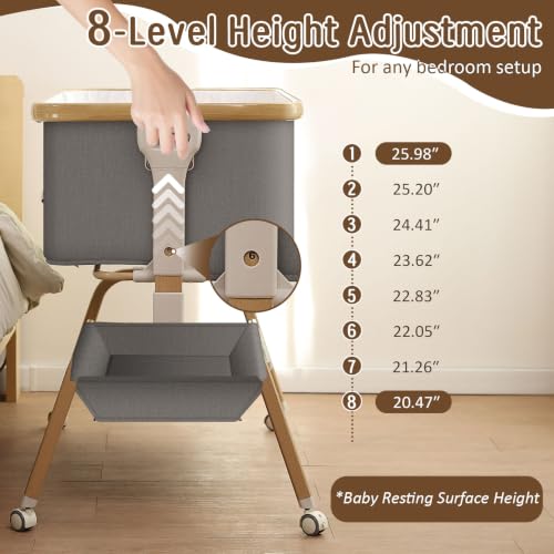 Rocking Baby Bassinet Bedside Sleeper with Detachable Portable Crib - Flagstone