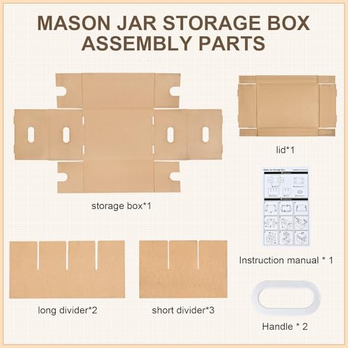 6 Pcs Mason Jar Storage Boxes for 32 oz Canning Jars, 12 Cells Each - Wide & Regular Mouth