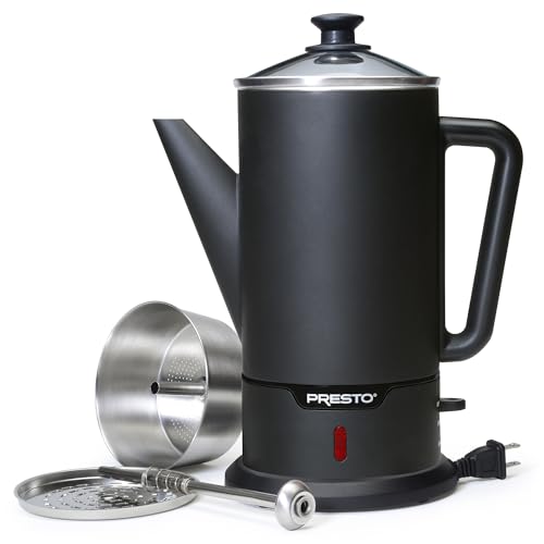 Presto Black 12-Cup Cordless Stainless Steel Coffee Percolator