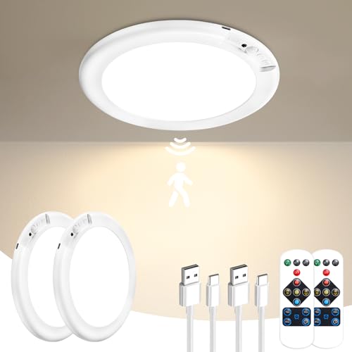 Gotopceed 2-Pack Rechargeable Motion Sensor Ceiling Lights with 3 Color Temperatures