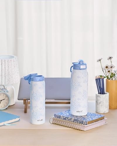 Ello Pop & Fill 32oz Insulated Stainless Steel Water Bottle - Porcelain Rose