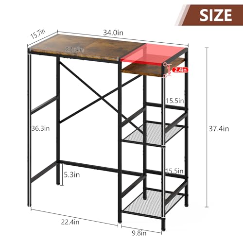 Mini Fridge Stand with Storage Shelves - Reversible Kitchen Organizer, 34x15.7x36.3 Inches, Brown